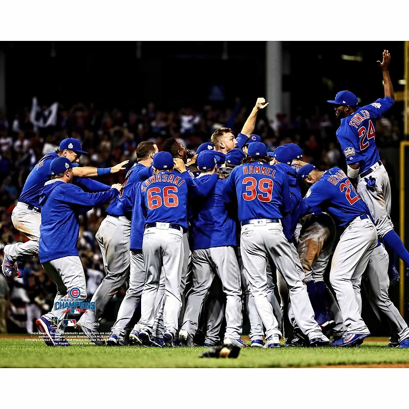 Photographie non signée des Cubs de Chicago pour célébrer la Série mondiale 2016