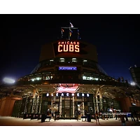 Chicago Cubs Unsigned Wrigley Field Night Outside the Stadium Photograph