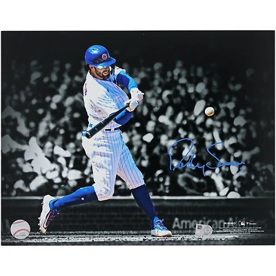 Dansby Swanson Chicago Cubs Autographed 11" x 14" White Jersey Hitting Photograph