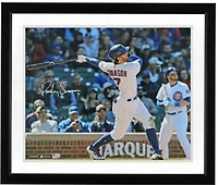 Dansby Swanson Chicago Cubs Autographed 16" x 20" White Jersey Swinging Photograph