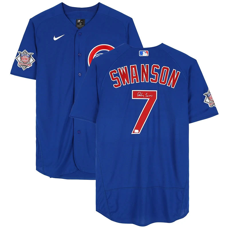 Dansby Swanson Chicago Cubs Autographed Blue Nike Authentic Jersey