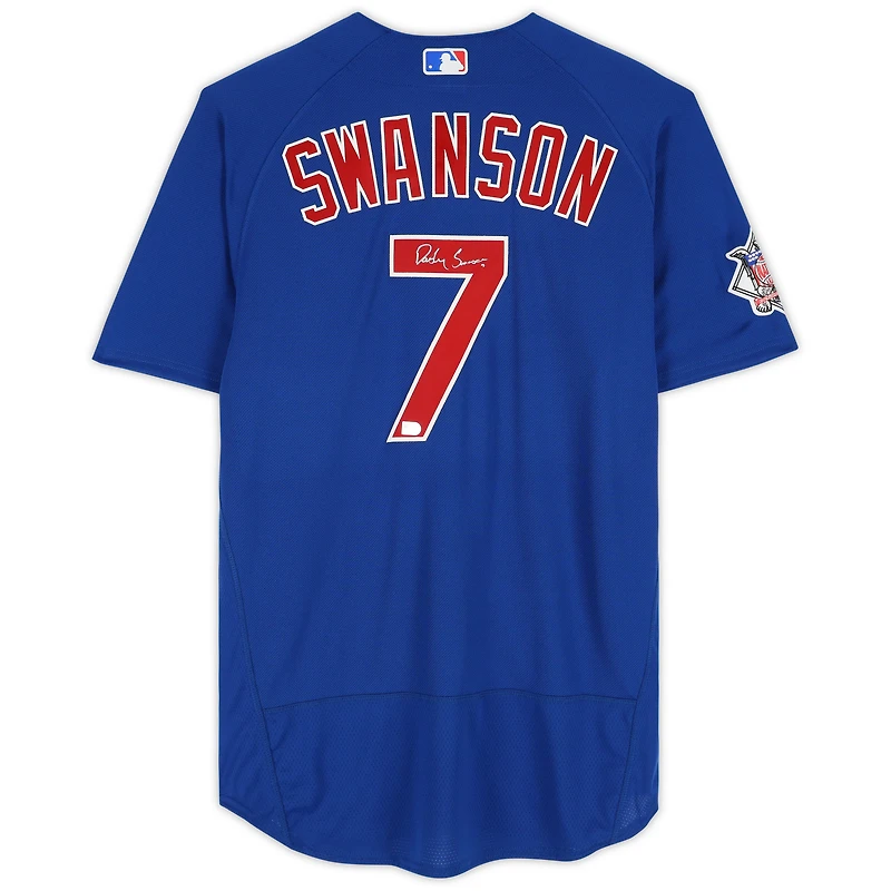 Dansby Swanson Chicago Cubs Autographed Blue Nike Authentic Jersey