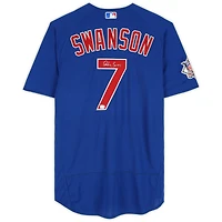 Dansby Swanson Chicago Cubs Autographed Blue Nike Authentic Jersey