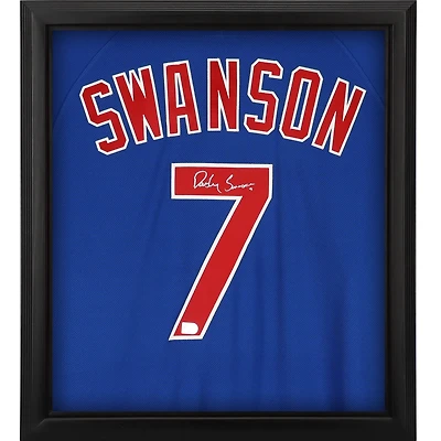 Dansby Swanson Chicago Cubs Autographed Framed Blue Nike Authentic Jersey Shadowbox