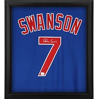 Dansby Swanson Chicago Cubs Autographed Framed Blue Nike Authentic Jersey Shadowbox