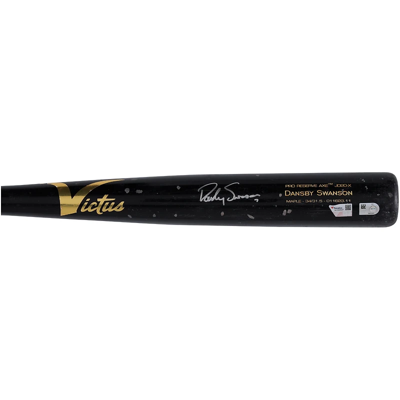 Dansby Swanson Chicago Cubs Autographed Game-Used Black Victus Broken Bat from the 2023 MLB Season 