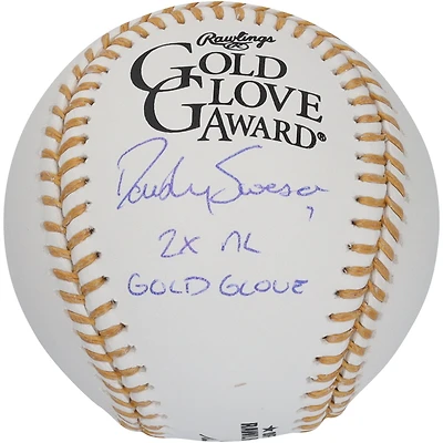 Dansby Swanson Chicago Cubs Autographed MLB Gold Glove Logo Baseball with "2X NL Gold Glove" Inscription