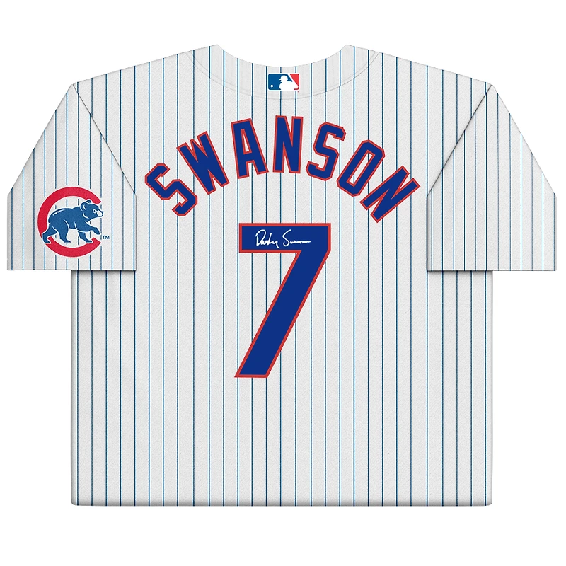 Maillot Nike authentique blanc autographié par Dansby Swanson des Chicago Cubs