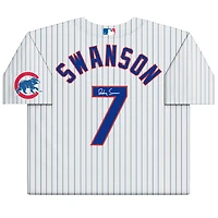 Maillot Nike authentique blanc autographié par Dansby Swanson des Chicago Cubs
