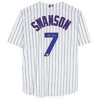 Maillot réplique blanc Nike autographié par Dansby Swanson des Cubs de Chicago