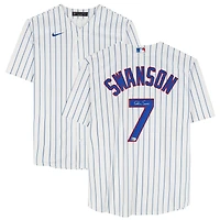 Maillot réplique blanc Nike autographié par Dansby Swanson des Cubs de Chicago