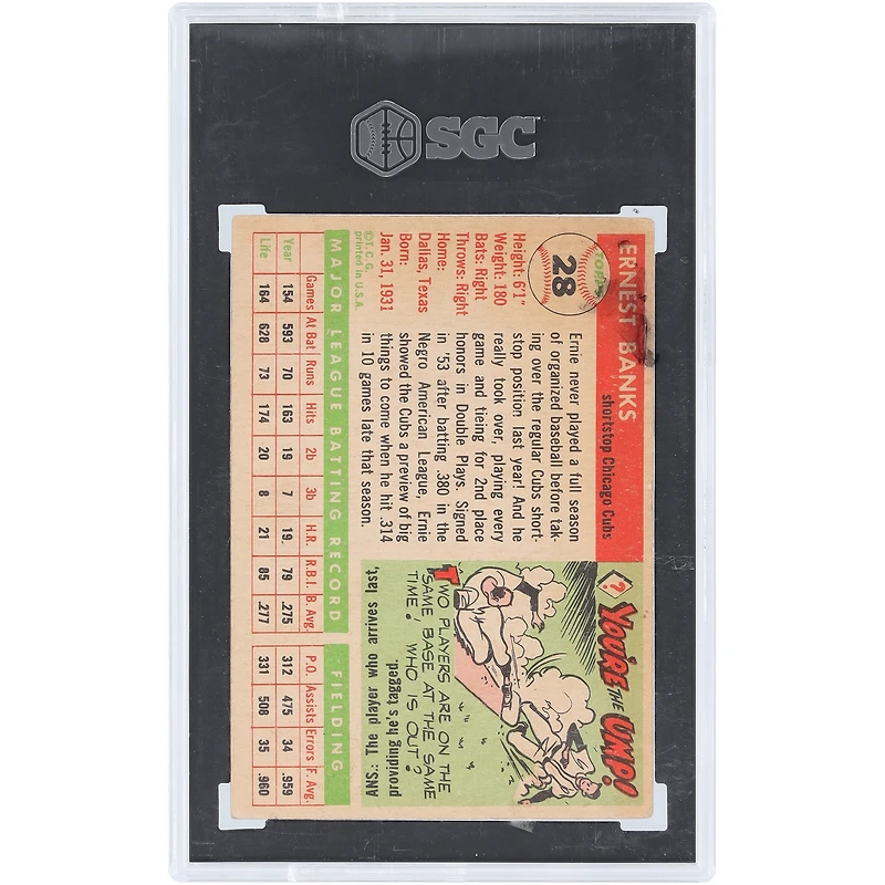 Ernie Banks Chicago Cubs 1955 Topps #28 SGC 4 cartes authentifiées