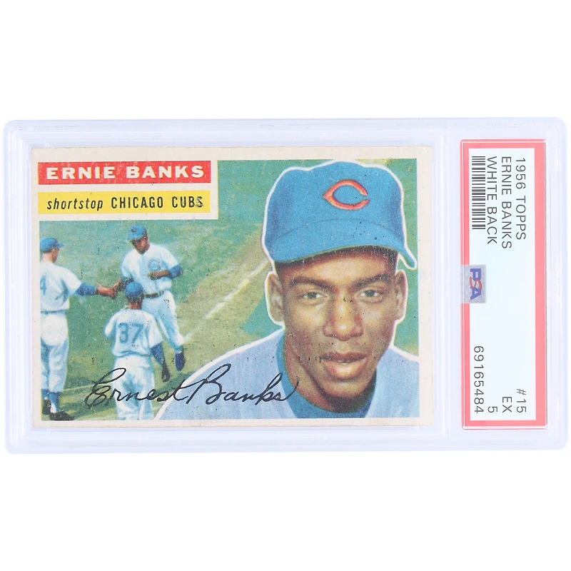 Ernie Banks Chicago Cubs 1956 Topps White Back #15 PSA Authentifié 5 Cartes