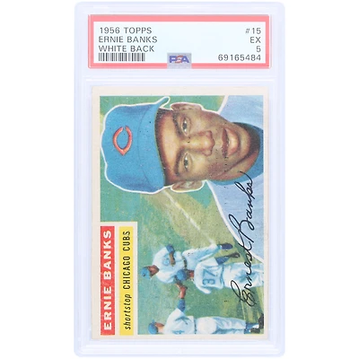 Ernie Banks Chicago Cubs 1956 Topps White Back #15 PSA Authentifié 5 Cartes