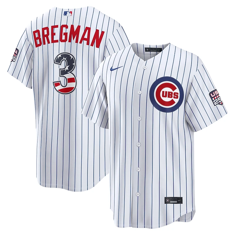 Fourth of July Men's Chicago Cubs Alex Bregman Nike White USA 250 Stadium Jersey