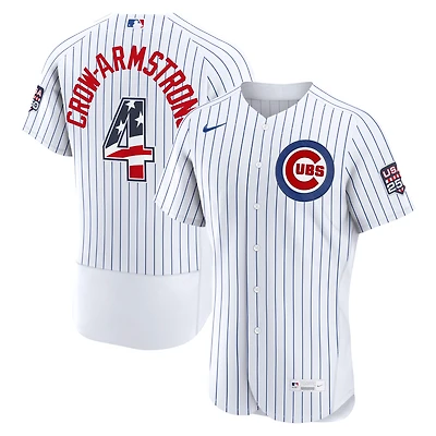 Maillot authentique Nike blanc USA 250 des Cubs de Chicago pour homme, Pete Crow-Armstrong, édition limitée 4 juillet