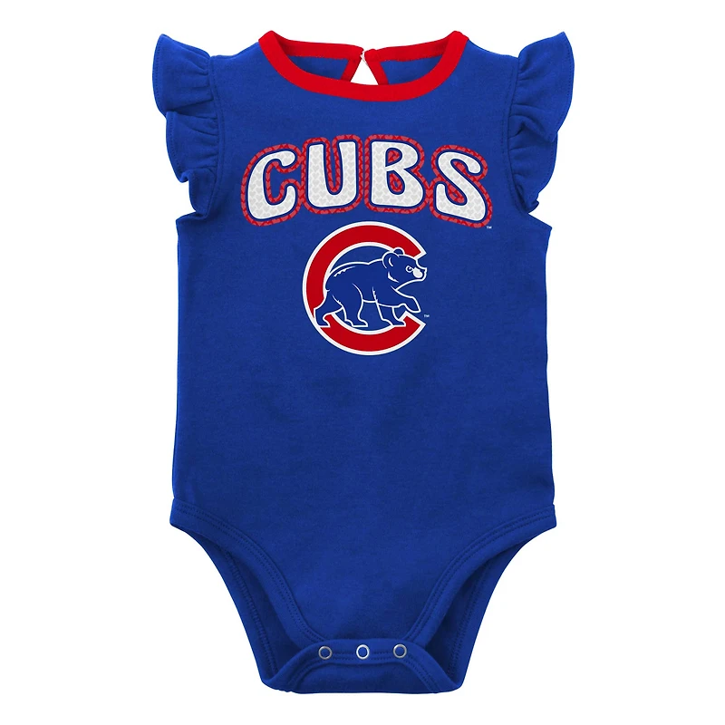 Girls Newborn & Infant Royal/Heather Gray Chicago Cubs Little Fan Two-Pack Bodysuit Set