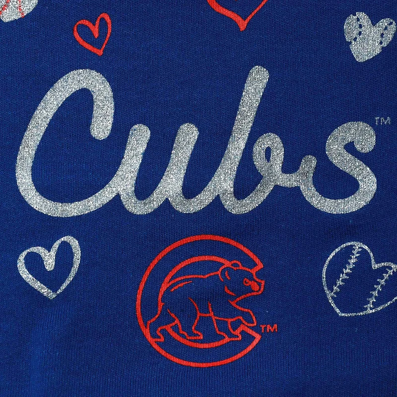 Girls Newborn & Infant Royal Chicago Cubs 3-Piece Home Plate Bodysuit Bib Booties Set