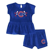 Girls Preschool Outerstuff  Royal Chicago Cubs Fashion Top & Shorts Set
