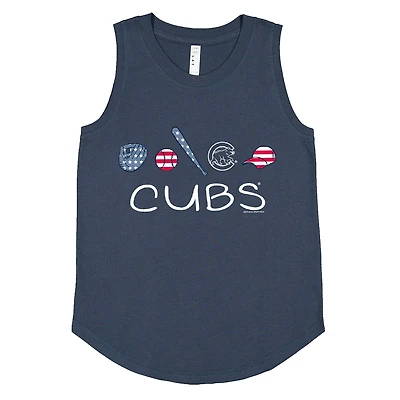 Girls Youth Soft as a Grape Denim Chicago Cubs Americana Tank Top