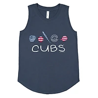 Girls Youth Soft as a Grape Denim Chicago Cubs Americana Tank Top