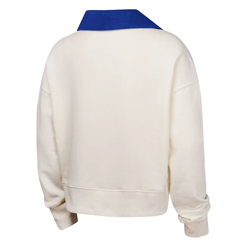 Girls Youth White Chicago Cubs Ballpark Hit Collared V-Neck Pullover Sweatshirt