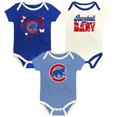 Infant Outerstuff  Chicago Cubs Home Team 3-Pack Bodysuit Set