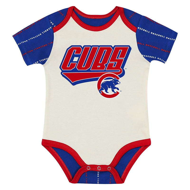 Infant Outerstuff White/Royal Chicago Cubs Lead Run Diaper Cover Bodysuit & Shorts Set