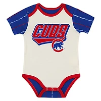 Infant Outerstuff  White/Royal Chicago Cubs Lead Run Diaper Cover Bodysuit & Shorts Set