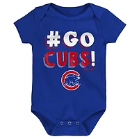 Infant Royal/Red/Gray Chicago Cubs Born To Win 3-Pack Bodysuit Set