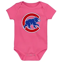 Infant Royal/Red/Pink Chicago Cubs Baseball Baby 3-Pack Bodysuit Set