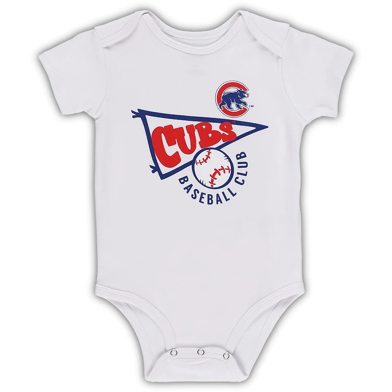 Lot de 3 bodys Chicago Cubs Biggest Little Fan pour bébé Royal/Blanc/Gris chiné