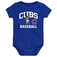 Lot de 3 bodies bleus pour bébé Chicago Cubs Batter Up