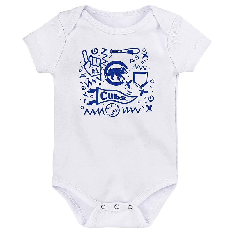 Lot de 3 bodies bleus pour bébé Chicago Cubs Batter Up