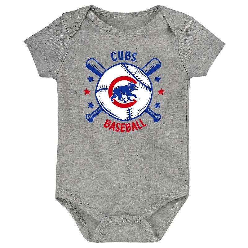 Lot de 3 bodies bleus pour bébé Chicago Cubs Batter Up