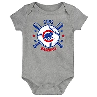 Lot de 3 bodies bleus pour bébé Chicago Cubs Batter Up