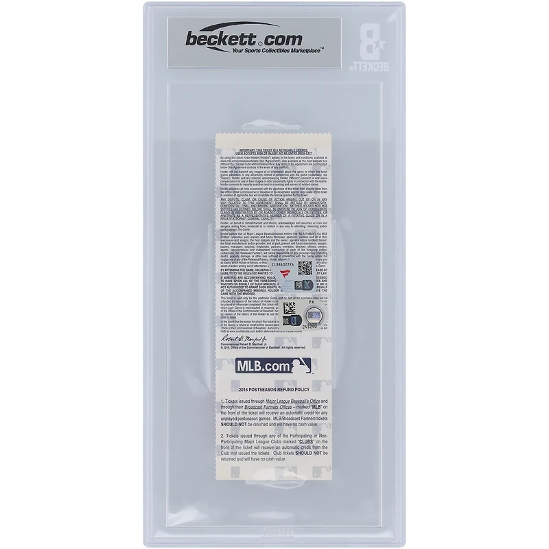Kris Bryant Chicago Cubs Autographed 2016 NLDS Game 2 Beckett Fanatics Witnessed Authenticated 9 Ticket from October 8, 2016