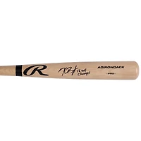 Batte de baseball professionnelle Rawlings Blonde autographiée par Kris Bryant des Chicago Cubs avec l'inscription « 16 WS Champs »