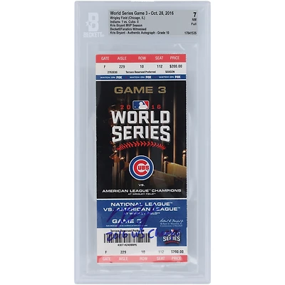 Kris Bryant Chicago Cubs World Series Game 3 Beckett Fanatics Witnessed Authenticated 7/10 Ticket from October 28, 2016 with "2016 WS Champs" Inscription