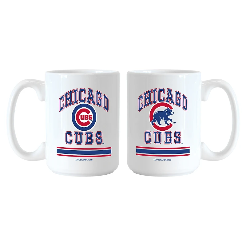 Ensemble de tasses Logo Brands Chicago Cubs 15 oz. Modèle actuel et rétro