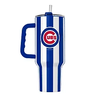 Gobelet isotherme à rayures verticales de 1,2 L (40 oz) avec revêtement en poudre, logo Chicago Cubs