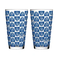 Ensemble de deux verres à bière Logo Brands Chicago Cubs, motif quadrillé, 473 ml (16 oz).