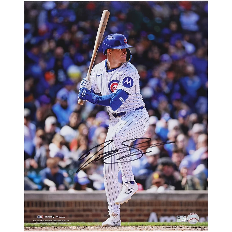 Photo de frappe autographiée de Matt Shaw, joueur des Cubs de Chicago, 40 x 50 cm