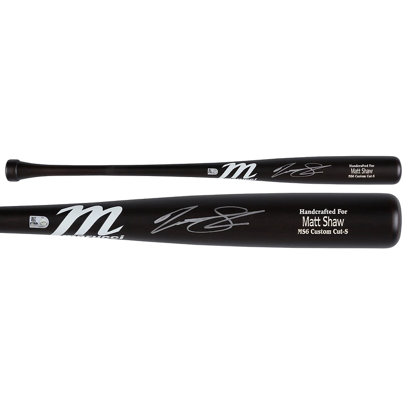 Bâton de match Marucci autographié par Matt Shaw, joueur des Cubs de Chicago.