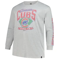 T-shirt à manches longues Franklin gris vieilli pour homme, modèle Big & Tall, des Chicago Cubs, '47