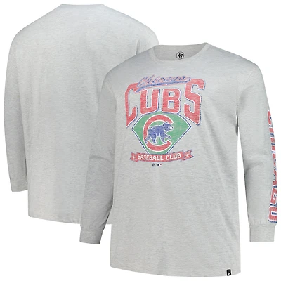 T-shirt à manches longues Franklin gris vieilli pour homme, modèle Big & Tall, des Chicago Cubs, '47