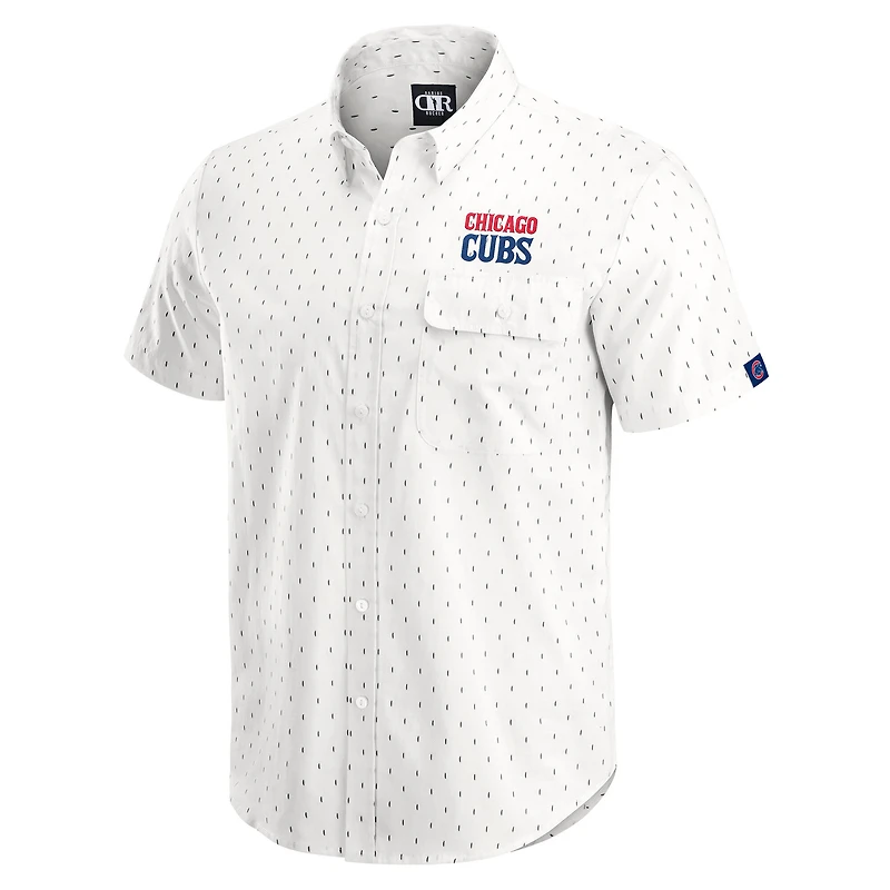 Men's Darius Rucker Collection by Fanatics Cream Chicago Cubs Printed Button-Down Shirt