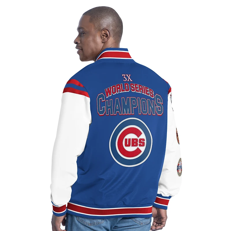 Veste universitaire commémorative à boutons-pression G-III Sports by Carl Banks Royal Chicago Cubs Recruit pour homme