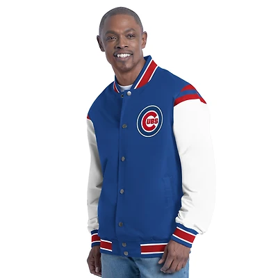 Veste universitaire commémorative à boutons-pression G-III Sports by Carl Banks Royal Chicago Cubs Recruit pour homme