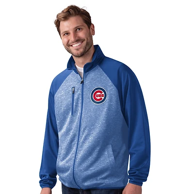 Veste de survêtement à glissière complète G-III Sports by Carl Banks Royal Chicago Cubs Runners Raglan pour homme